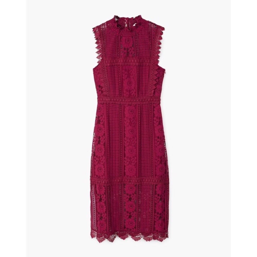 Brand New w Tags Wine / Burgundy Lace Midi Dress